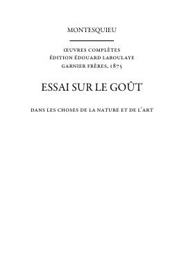 Couverture de Montesquieu - 14 Essais sur le goût